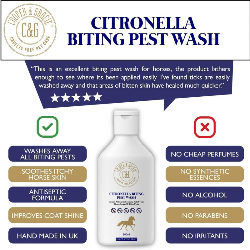 Horse Citronella Biting Pest Wash Powerful Organic Horse Shampoo Instant Antiseptic Soothing Relief