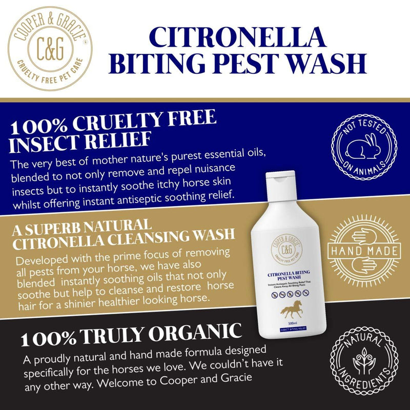 Horse Citronella Biting Pest Wash Powerful Organic Horse Shampoo Instant Antiseptic Soothing Relief