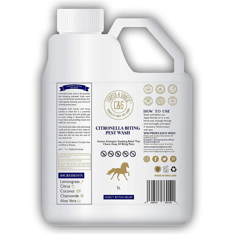 Horse Citronella Biting Pest Wash Powerful Organic Horse Shampoo Instant Antiseptic Soothing Relief