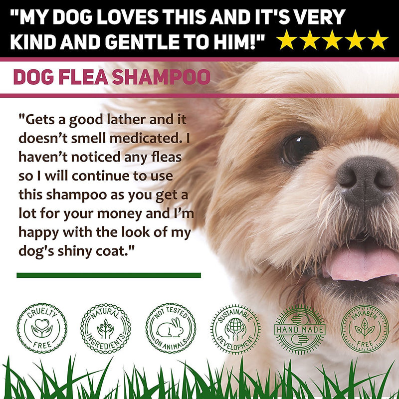 Flea & Tick Shampoo For Dogs Organic Sensitive Itchy Skin Relief Biting & Blood Sucking Pests 500ml