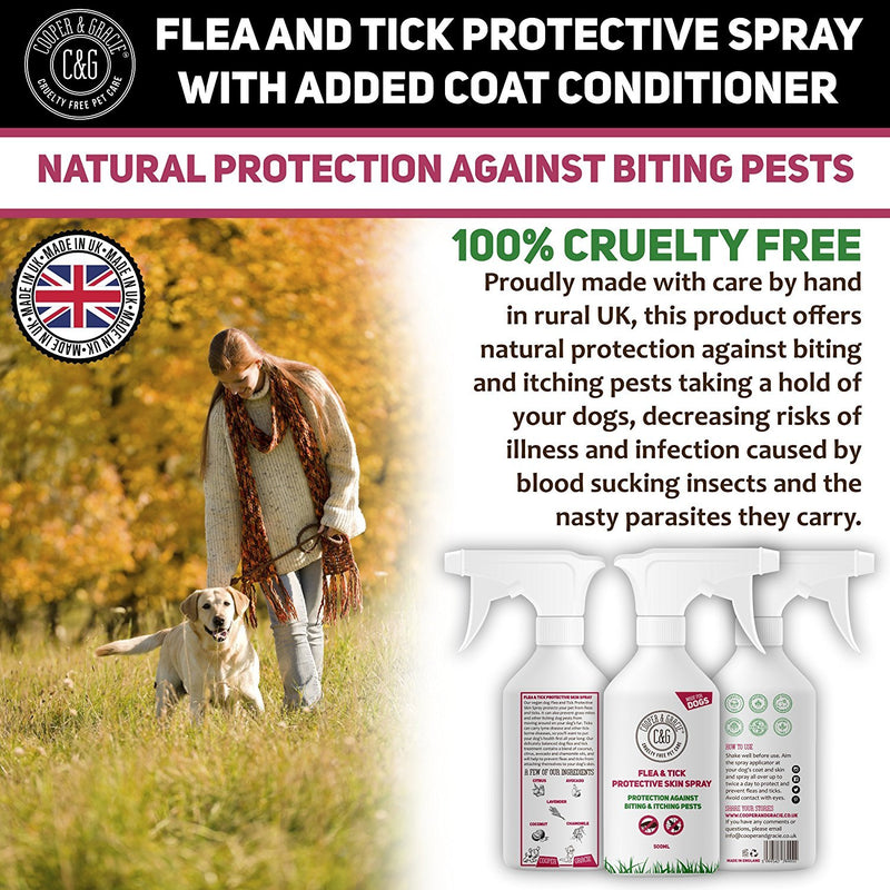 Flea & Tick Spray For Dogs Best Organic Natural Pest Protection Added Professional Conditioner 500ml