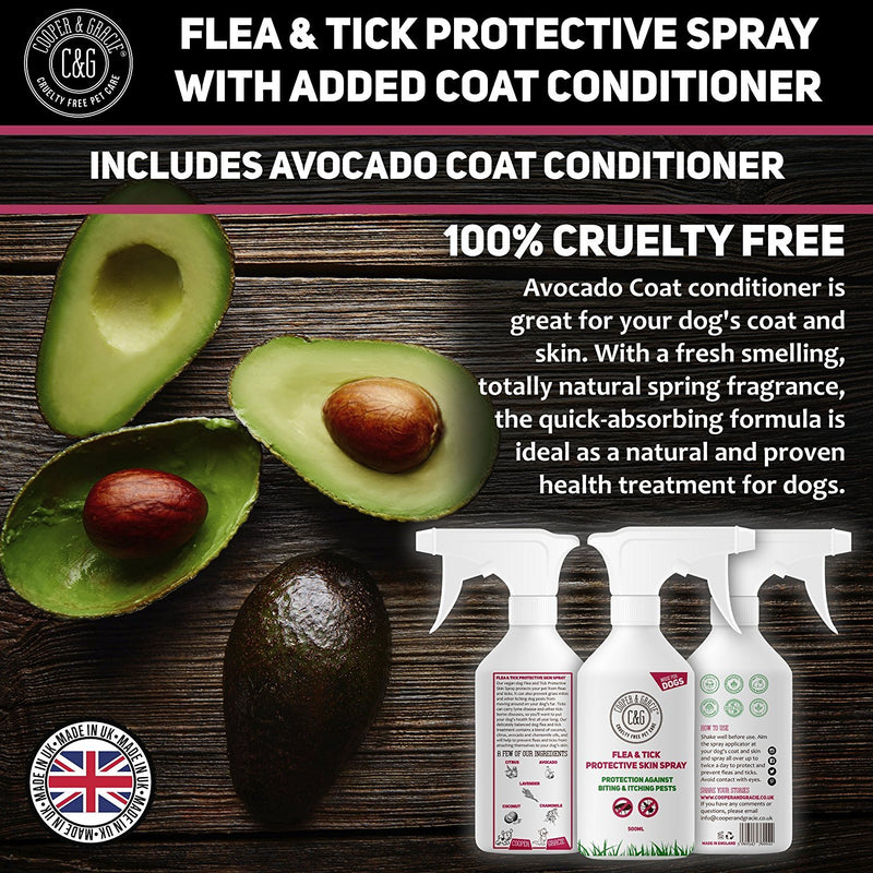 Flea & Tick Spray For Dogs Best Organic Natural Pest Protection Added Professional Conditioner 500ml