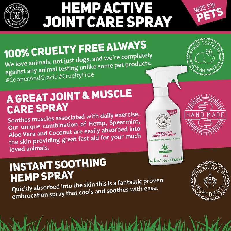 Hemp Active Joint Care Spray | Instantly soothes muscles & joints | Great for active pets 250ml