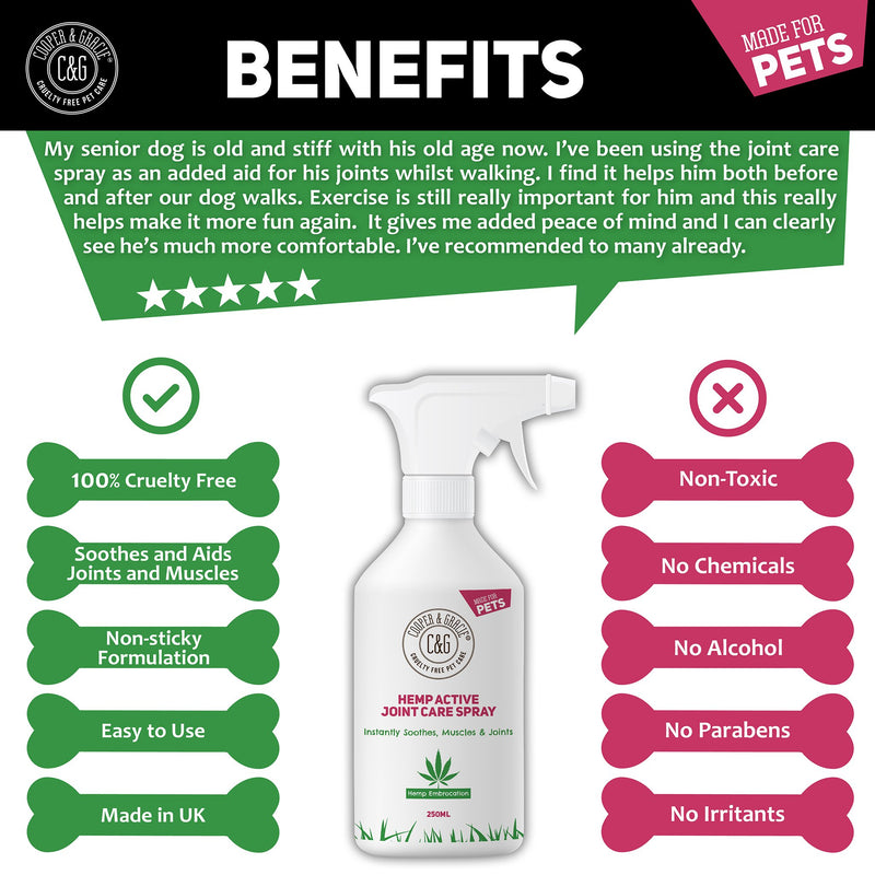 Hemp Active Joint Care Spray | Instantly soothes muscles & joints | Great for active pets 250ml