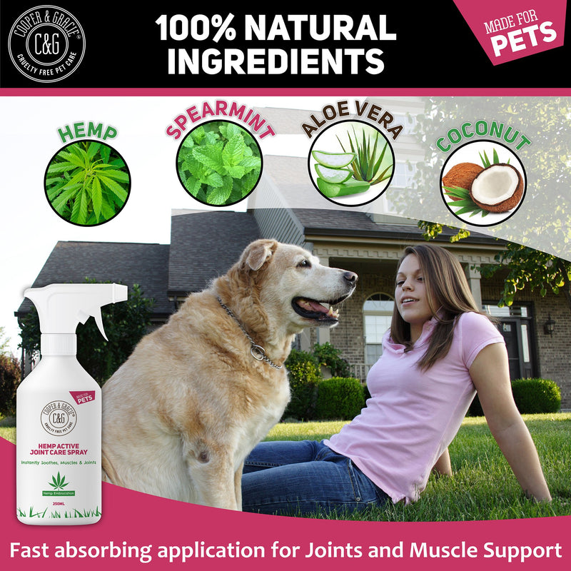 Hemp Active Joint Care Spray | Instantly soothes muscles & joints | Great for active pets 250ml