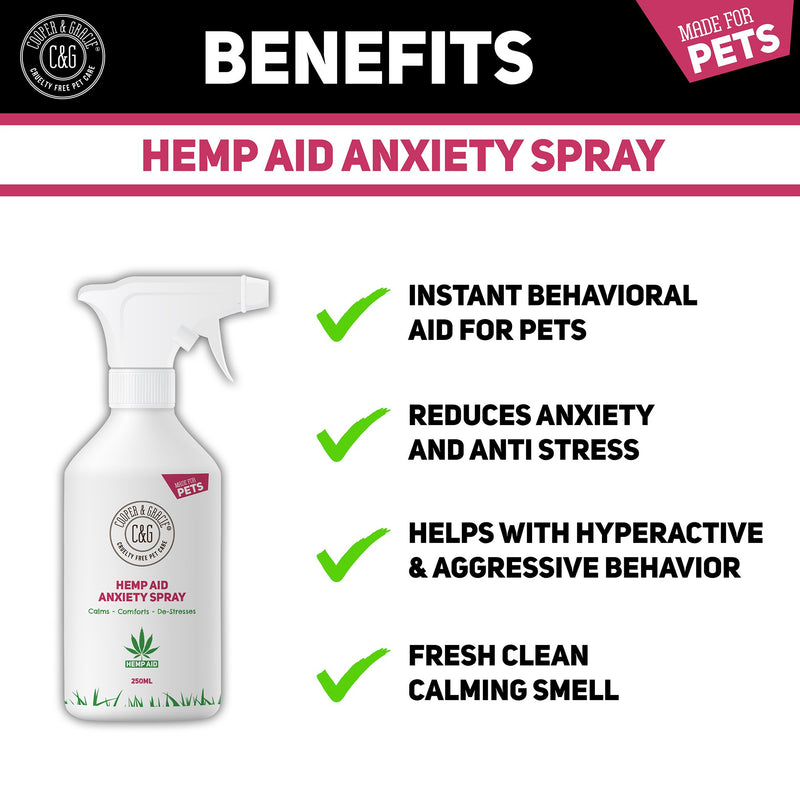 Hemp Anxiety Pet Spray | Reduces stress & helps aid behaviour | Great for travel 250ml