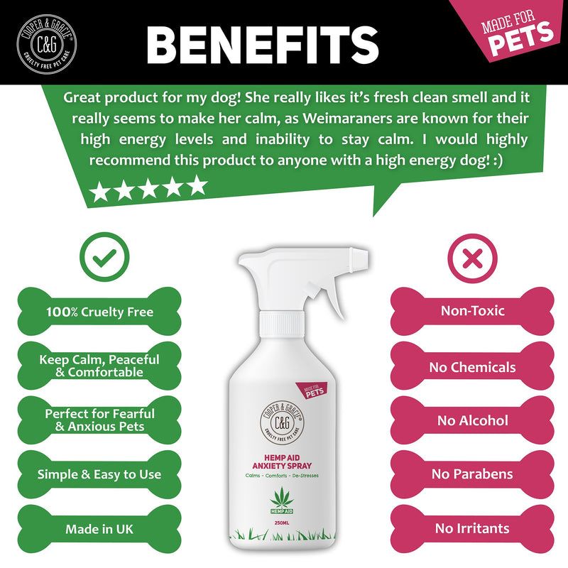 Hemp Anxiety Pet Spray | Reduces stress & helps aid behaviour | Great for travel 250ml