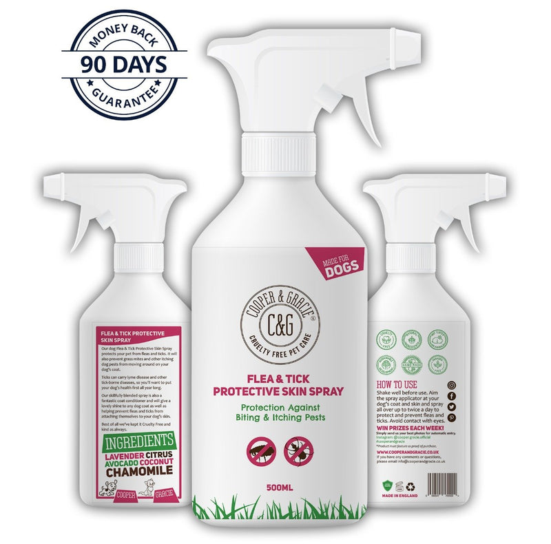 Flea & Tick Spray For Dogs Best Organic Natural Pest Protection Added Professional Conditioner 500ml