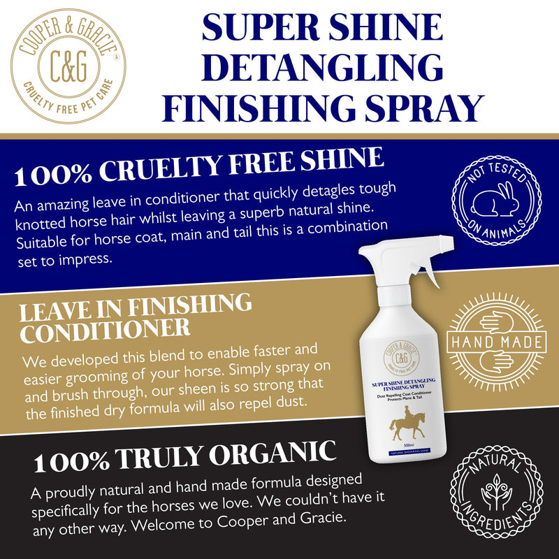 Horse Super Shine Detangling Finish Spray Natural Shine Quick Grooming Hair Skin Nourishment 500ml