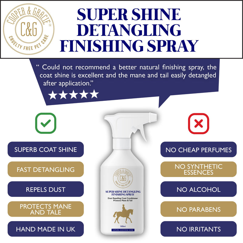 Horse Super Shine Detangling Finish Spray Natural Shine Quick Grooming Hair Skin Nourishment 500ml